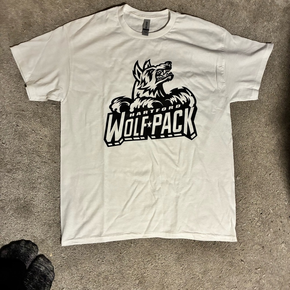 Gildan White T-Shirt with Black Hartford Wolf Pack Graphic